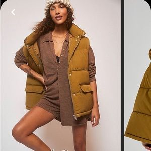 Free People Mustard Puffer Vest